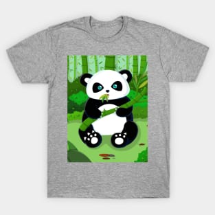 Cute Panda Munching on Bamboo T-Shirt